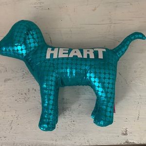 Victoria’s Secret Blue Teal Polka Dot HEART PINK Stuffed Dog